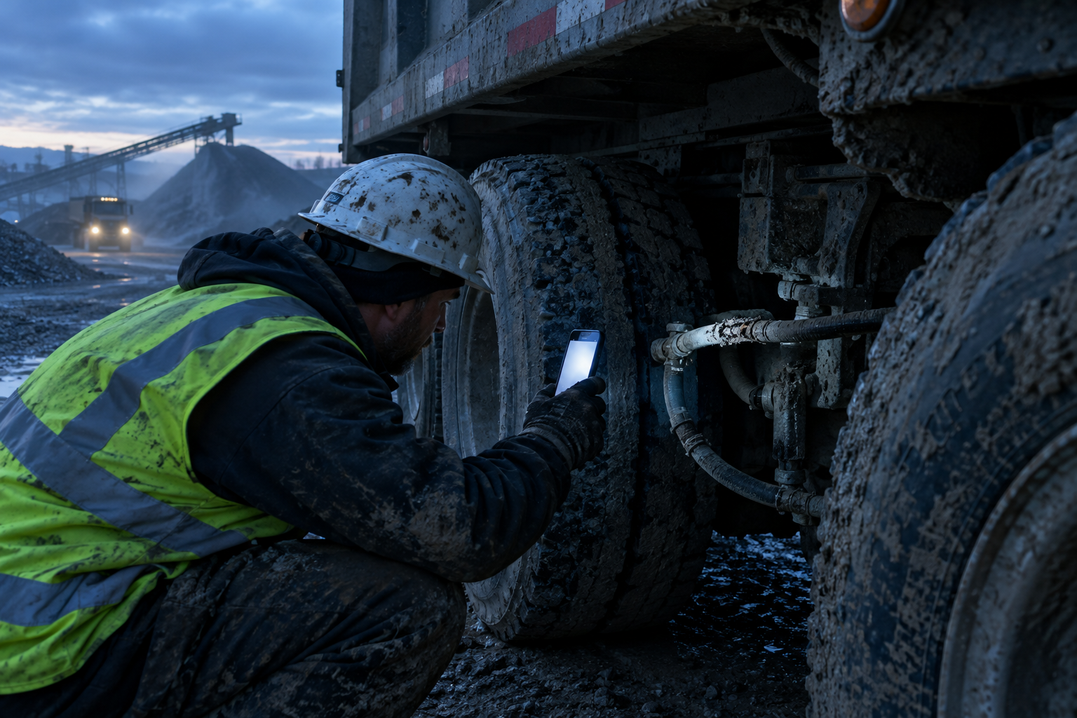 A brake-line defect photographed during a field inspection and attached to the vehicle's record